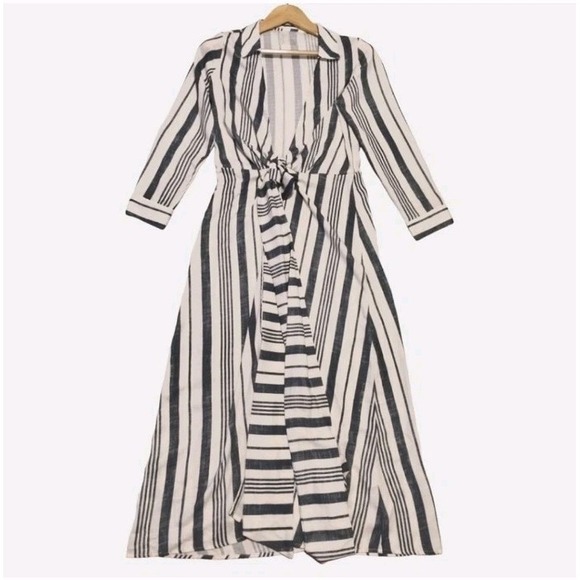 Palmacea Striped Wrap Tie Cover Up Dress Beach Vacation - Picture 1 of 7